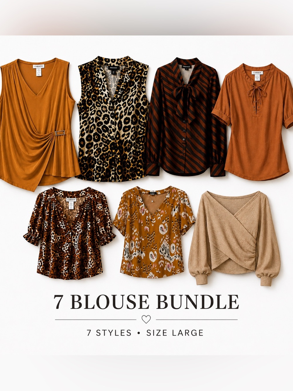 Women’s Blouse Bundle – 7 Pieces | Mixed Brands | Sizes Small, Medium & Large